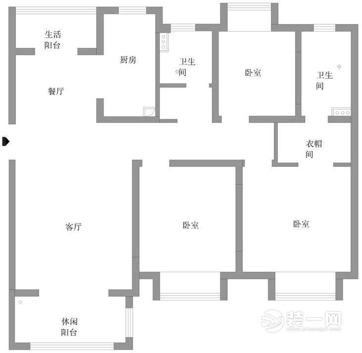 131平米三居室户型图